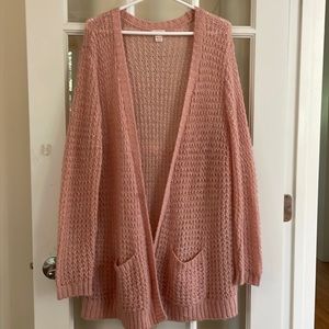 MOSSIMO PINK SPARKLY V NECK OPEN CARDIGAN (XXL)